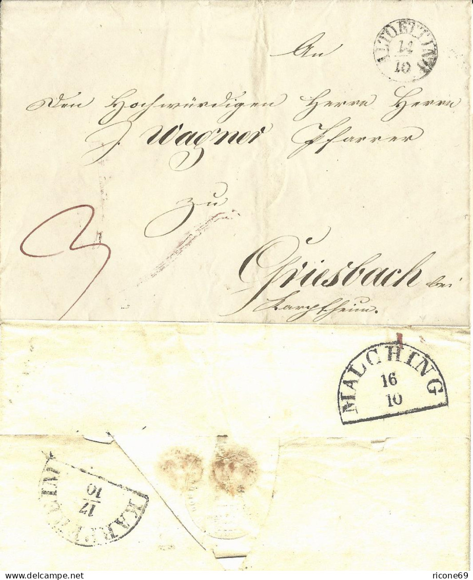 Bayern , Fingerhut Stpl. ALTÖTTING Auf Porto Brief N. Griesbach B. Karpfheim - Lettres & Documents