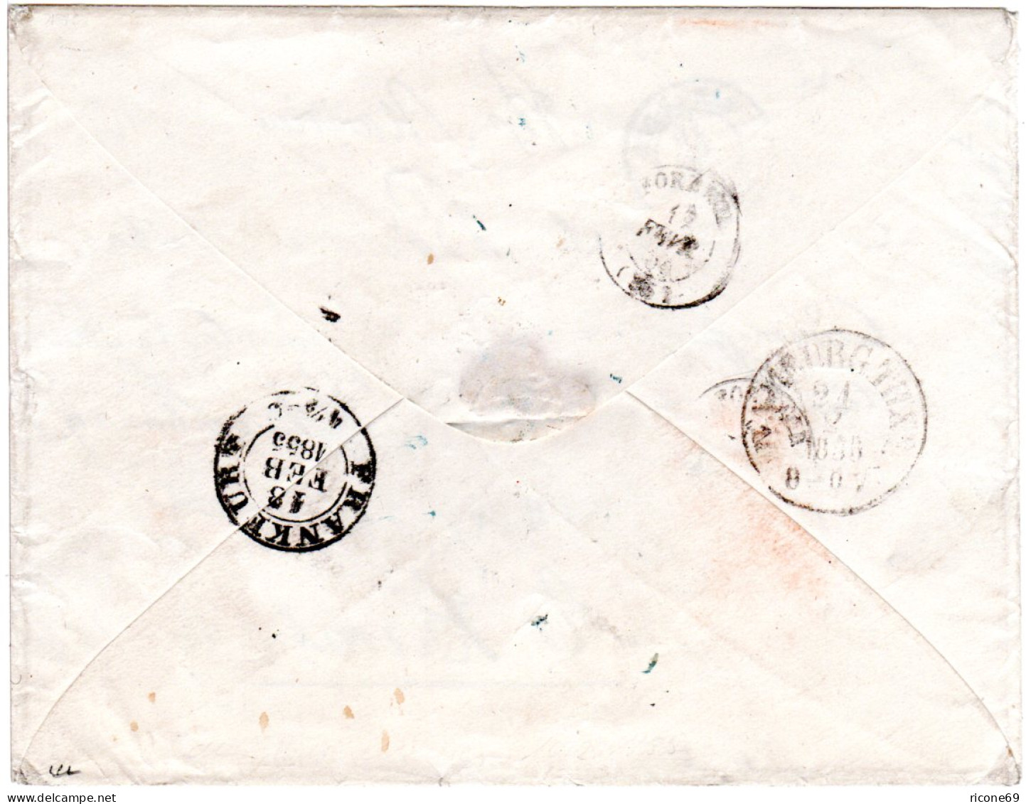 Frankreich 1855, Porto Brief V. Bar-Le-Duc N. Hamburg M. L1 A.U.UEB FRANKREICH - Precursores