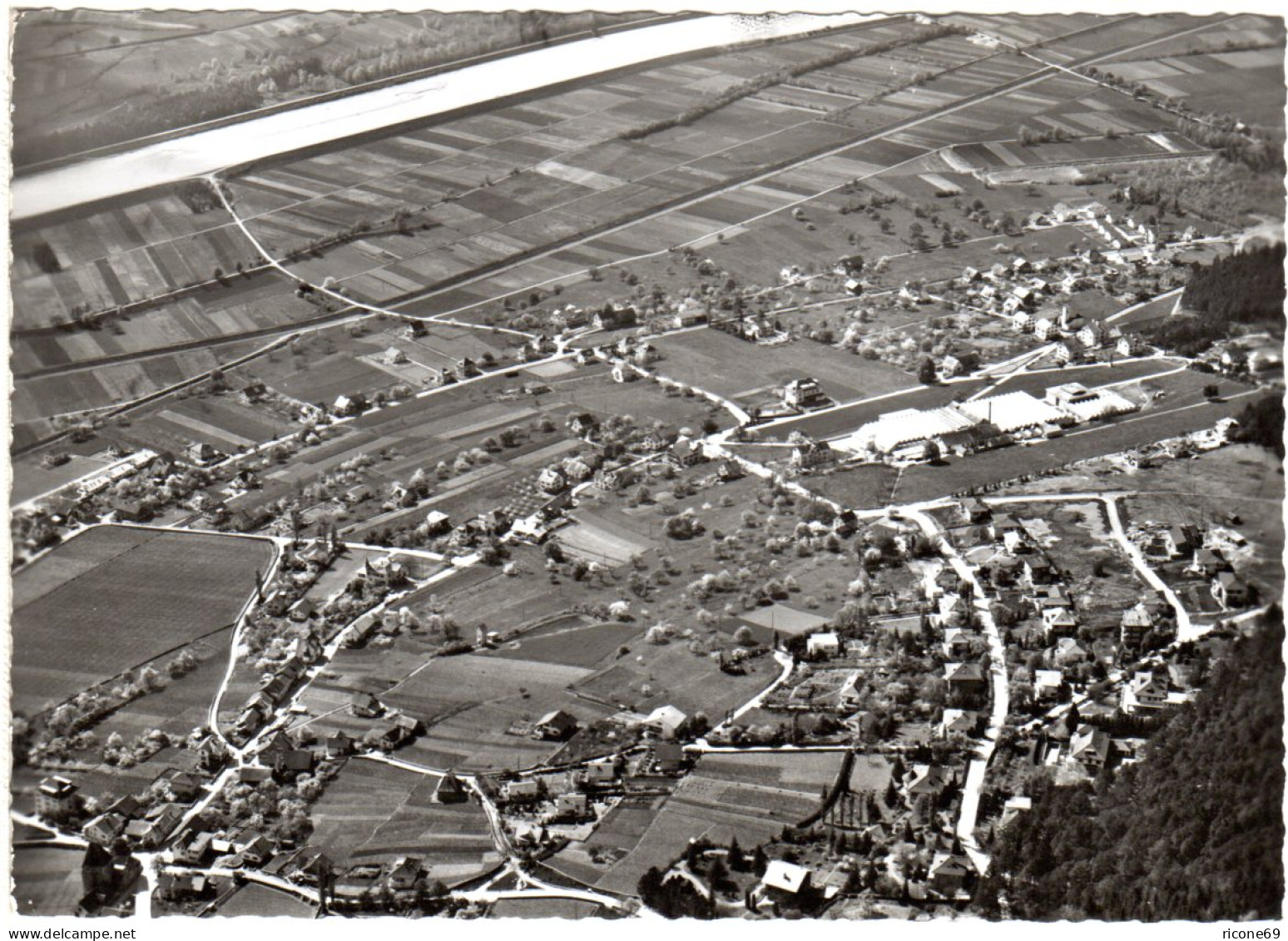 Liechtenstein, Vaduz, Luftaufnahme, 1955 Gebr. Sw-AK - Other & Unclassified