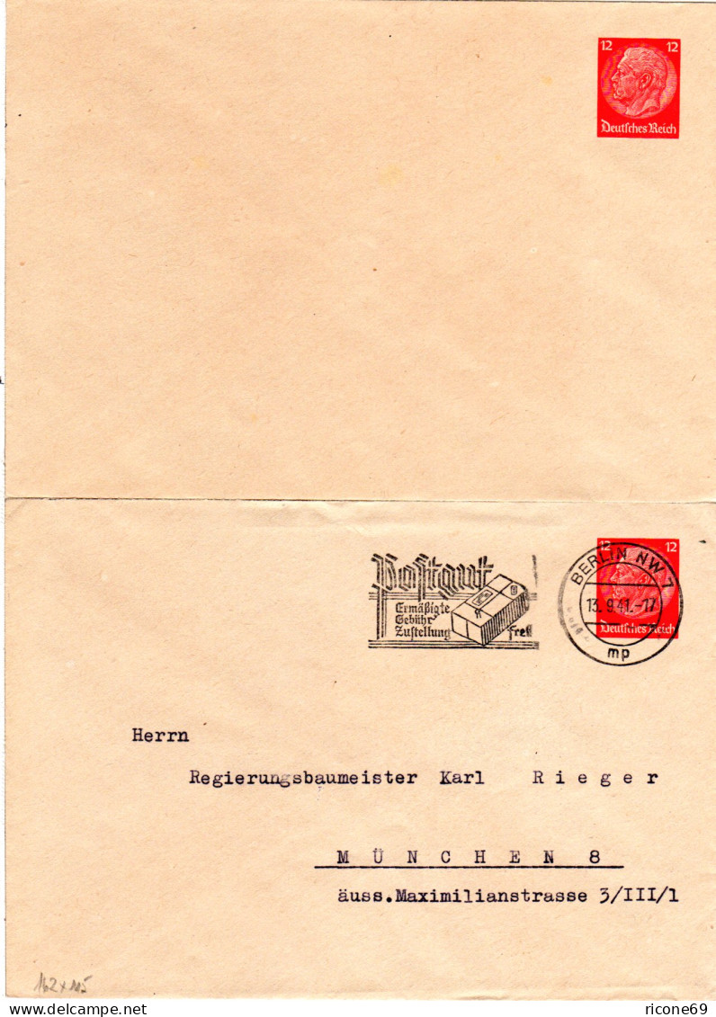 DR, Zwei 12 Pf. Hindenburg Privatganzsachenumschläge 162X115 Mm. - Lettres & Documents