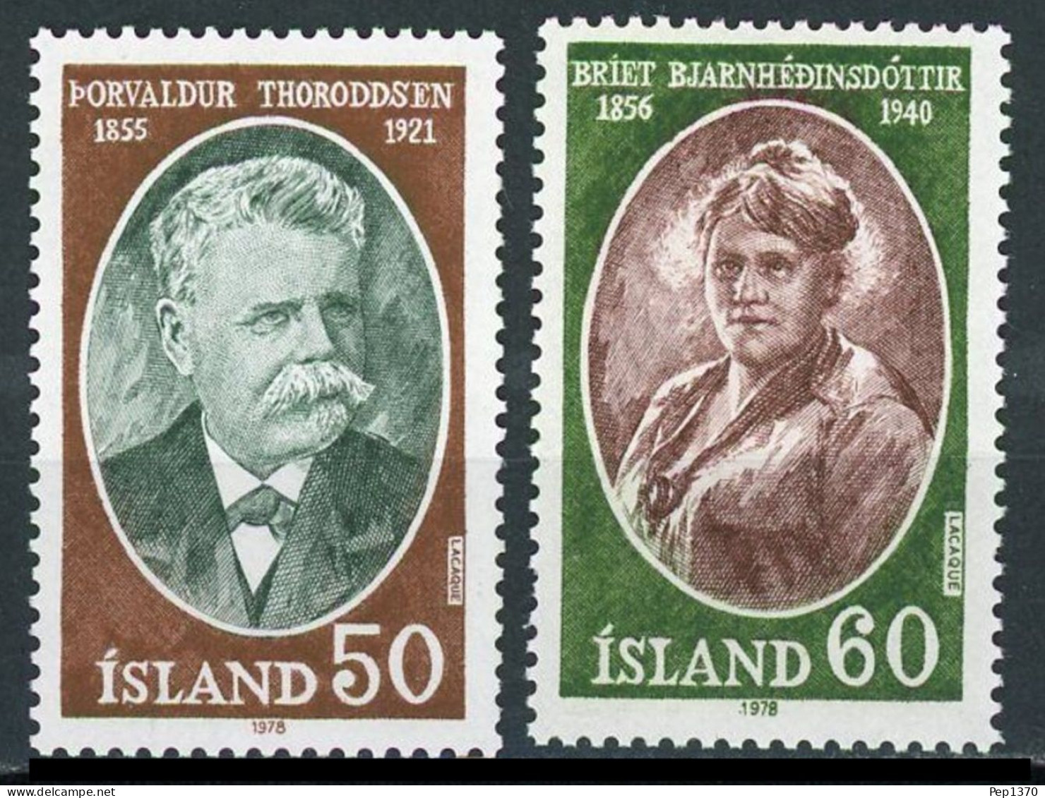 ISLANDIA 1978 - ICELAND - PERSONAJES - YVERT 481/482** - Unused Stamps