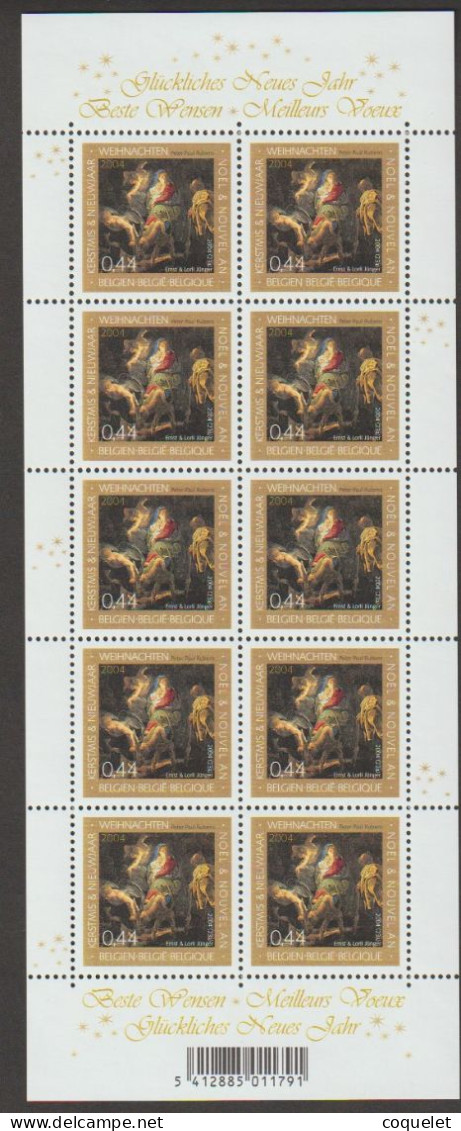 BELGIQUE 3332/33 XX Feuille De 10  Noêl Et Nouvel An "La Fuite En EGYPTE " Et "L'Adoration Des Mages" De PP RUBENS - Unused Stamps