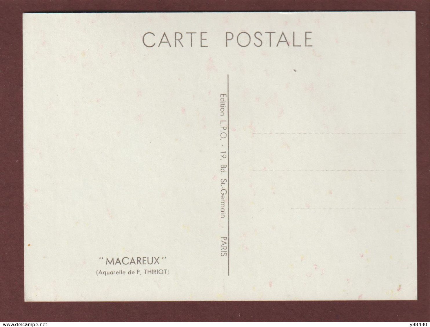 Carte Postale - LES OISEAUX = LE MACAREUX - Aquarelle De Pierre THIRIOT -  Édition L.P.O. à Paris - 2 Scan - Vögel