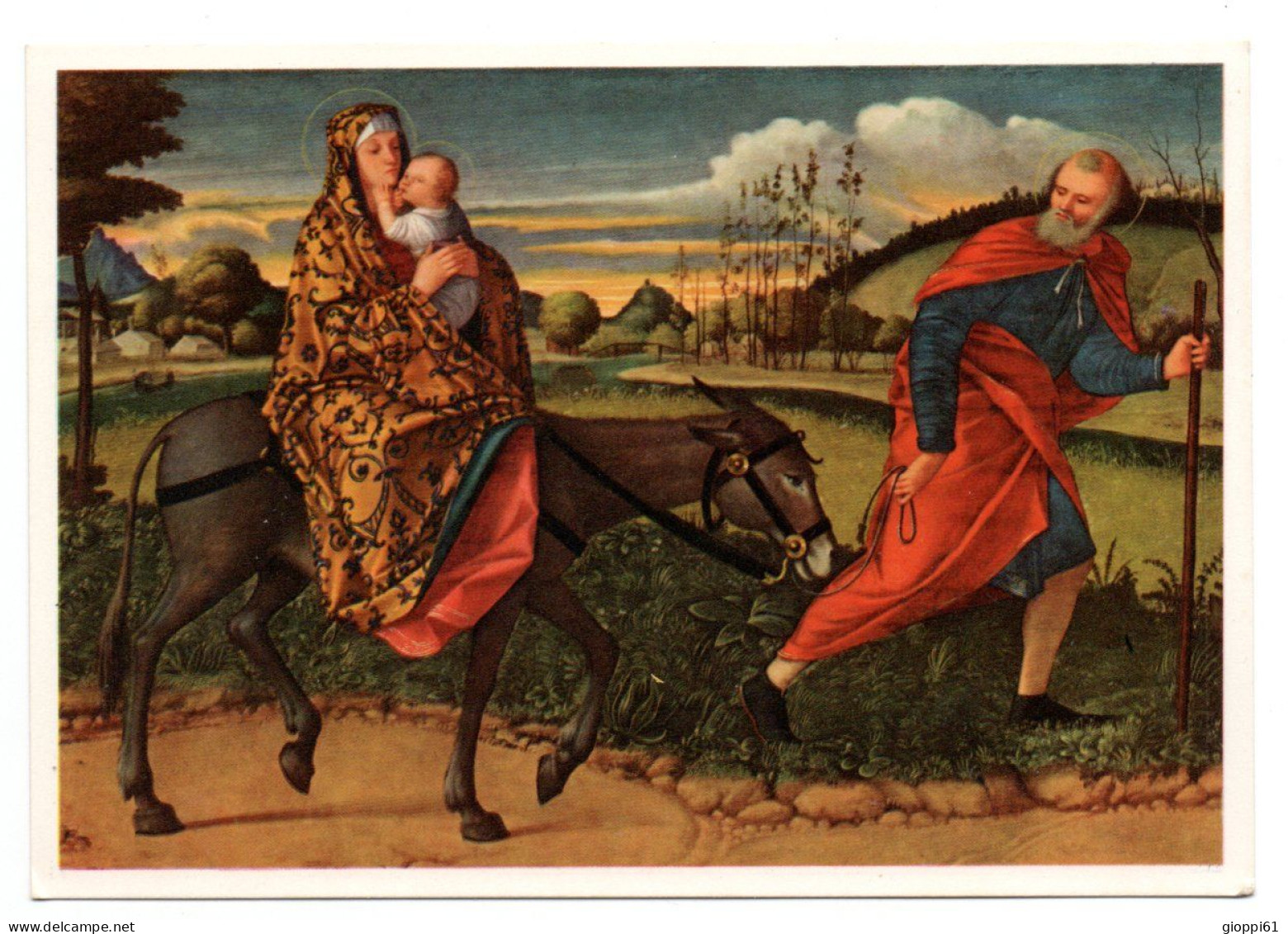 Dipinto Di Giovanni Bellini, Fuga In Egitto - Peintures & Tableaux