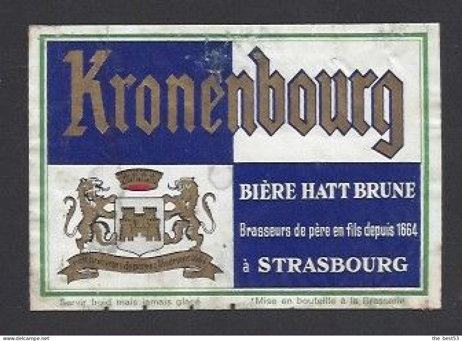 Etiquette De Bière Hatt Brune  -  Brasserie  Kronenbourg  à  Strasbourg (67) - Cerveza