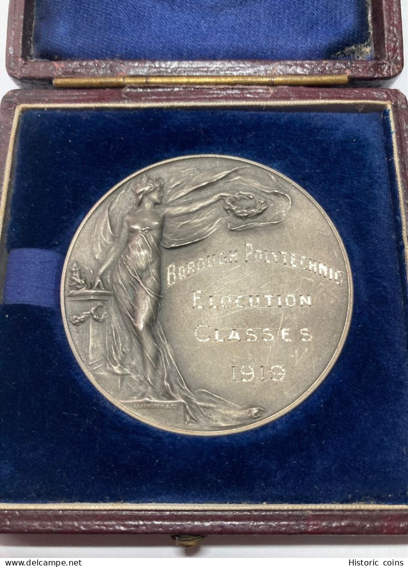 1919 WWI-era Silver Award Medal MACDONALD HASTINGS BOROUGH POLYTECHNIC - Professionnels/De Société