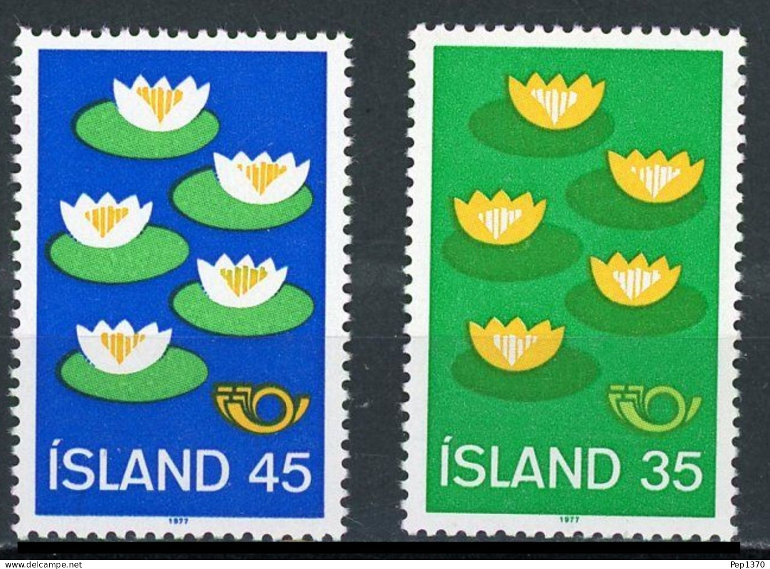 ISLANDIA 1977 - ICELAND - PROTECCION DEL ENTORNO - NENUFARES - YVERT 473/474** - Ongebruikt