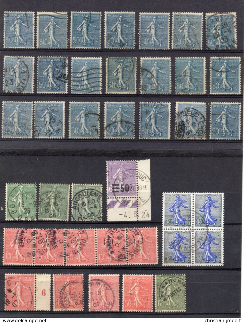 France Semeuse Lignée  39 Timbres Pour Recherches - 1903-60 Säerin, Untergrund Schraffiert