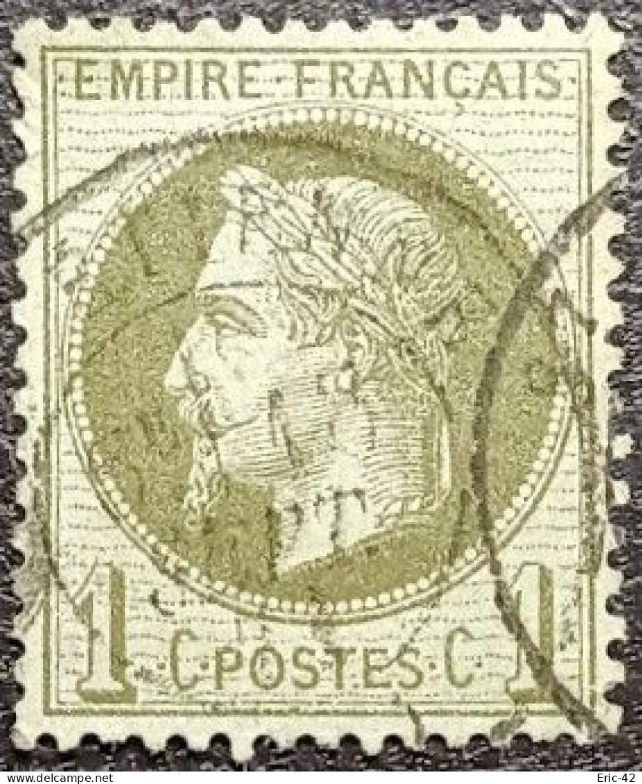 FRANCE Y&T N°25a Napoléon 1c Vert-olive. Cachet De Saint-Étienne - 1863-1870 Napoléon III Lauré