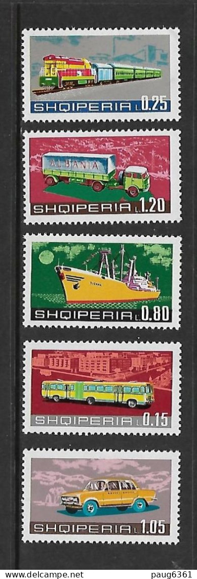 ALBANIE 1972 TRAINS-BATEAUX-AVIONS-VOITURES YVERT N°1380/1384 NEUF MNH** - Trenes