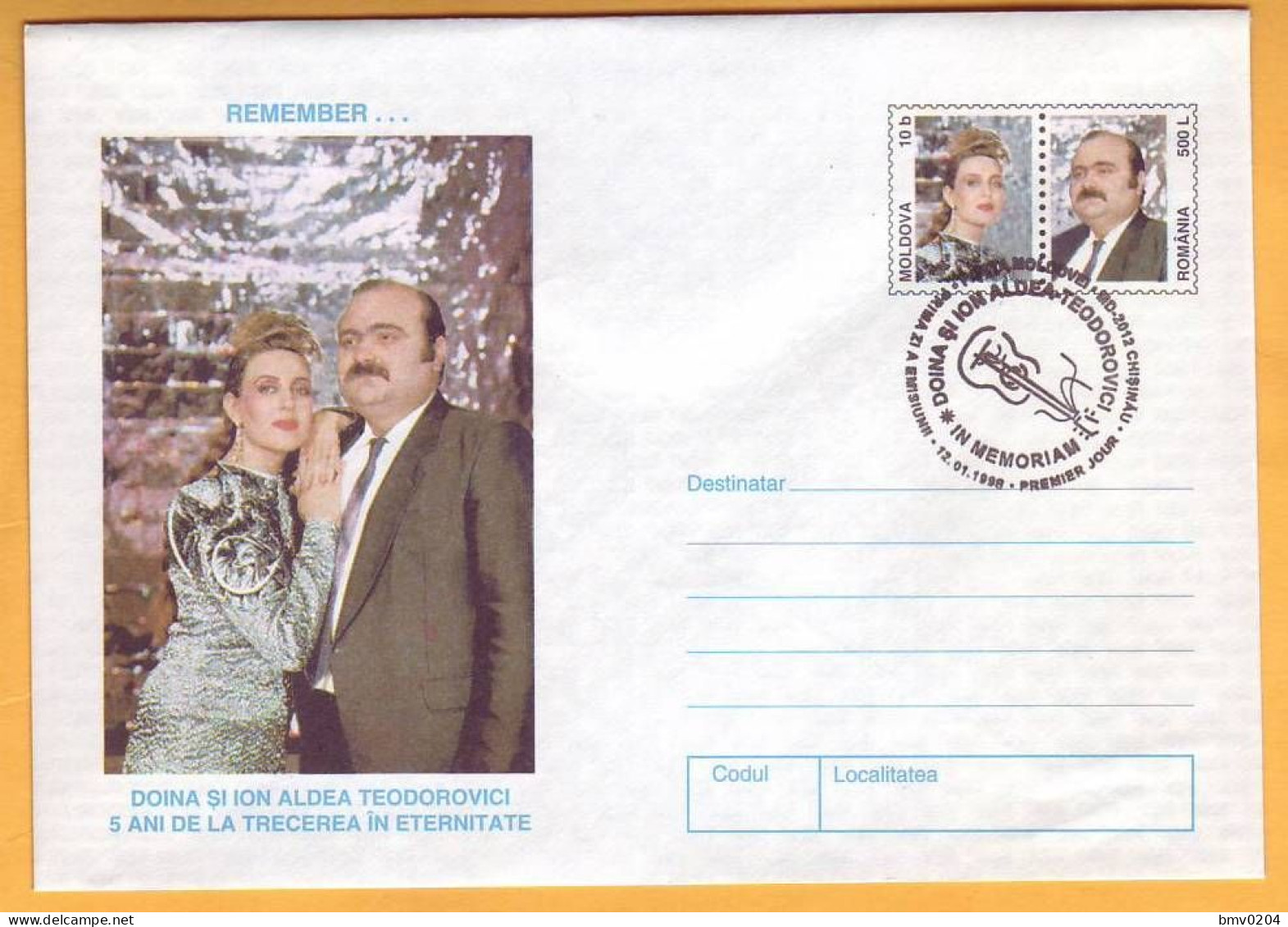 1998. Moldova  FDC  Joint Issue Of Moldova - Romania. Ion And Doina Aldea Teodorovich. The First Envelope. - Gezamelijke Uitgaven