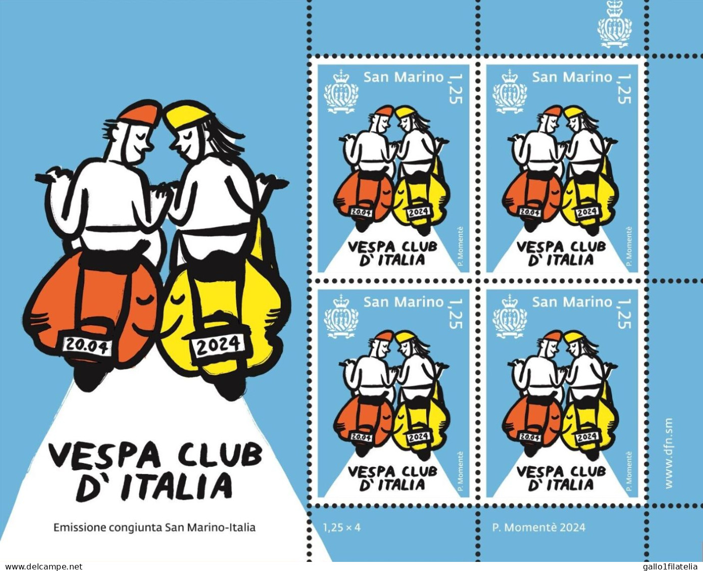 2024 - SAN MARINO - VESPA CLUB D'ITALIA / VESPA CLUB OF ITALY - CONGIUNTA / JOINT ISSUE WITH ITALY. MNH - Emissions Communes