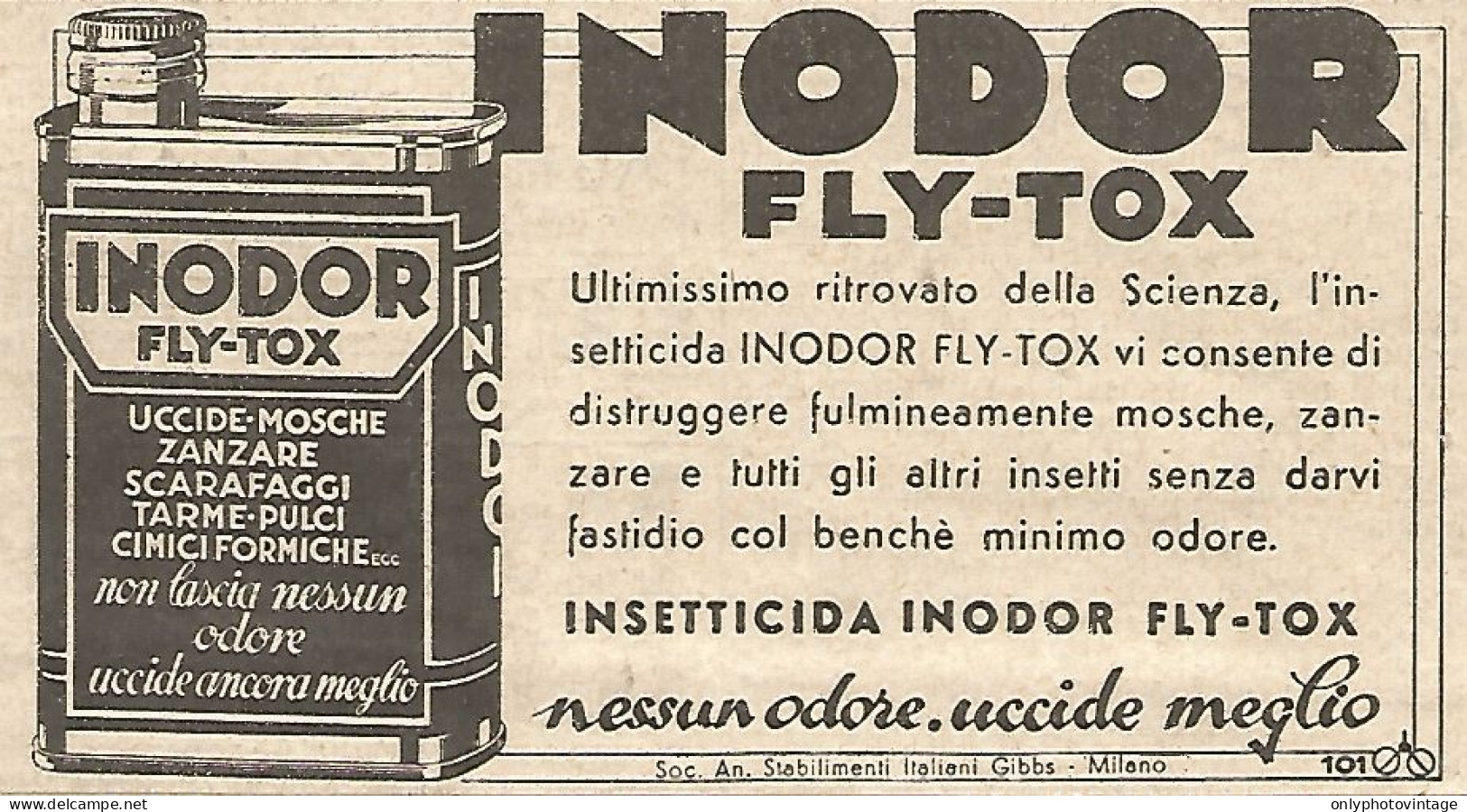 Insetticida Inodor Fly-Tox - Pubblicità Del 1934 - Vintage Advertising - Werbung