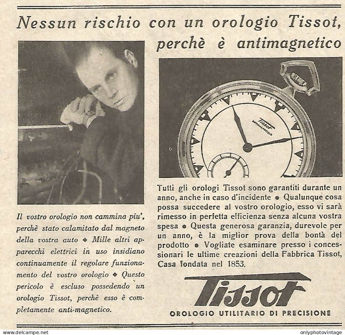 TISSOT Orologio Utilitario Di Precisione - Pubblicità Del 1934 - Advert - Werbung