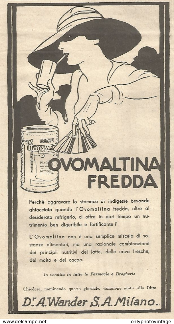 OVOMALTINA Fredda - Pubblicità Del 1934 - Vintage Advertising - Werbung