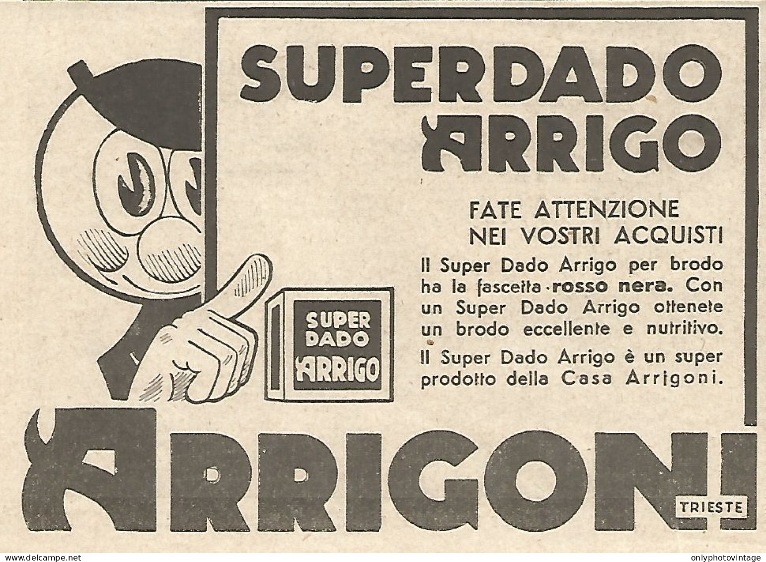 ARRIGONI - Super Dado Arrigo - Pubblicità Del 1934 - Vintage Advertising - Werbung