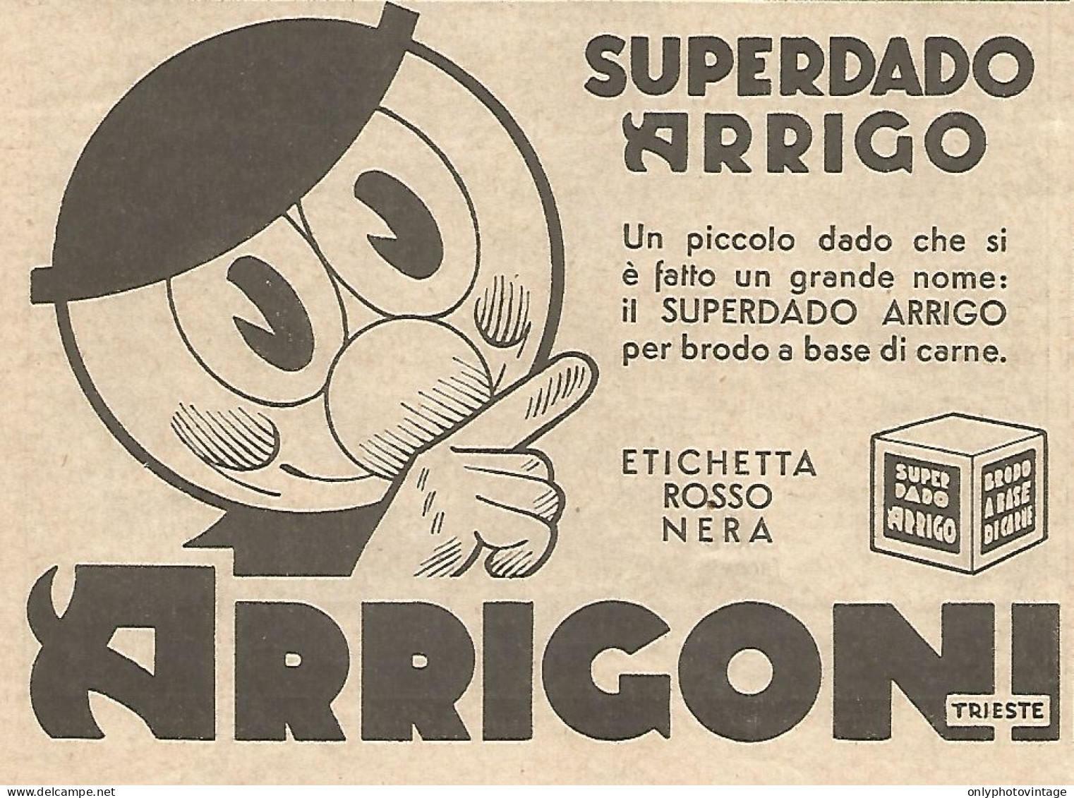 ARRIGONI - Super Dado Arrigo - Pubblicità Del 1934 - Vintage Advertising - Werbung
