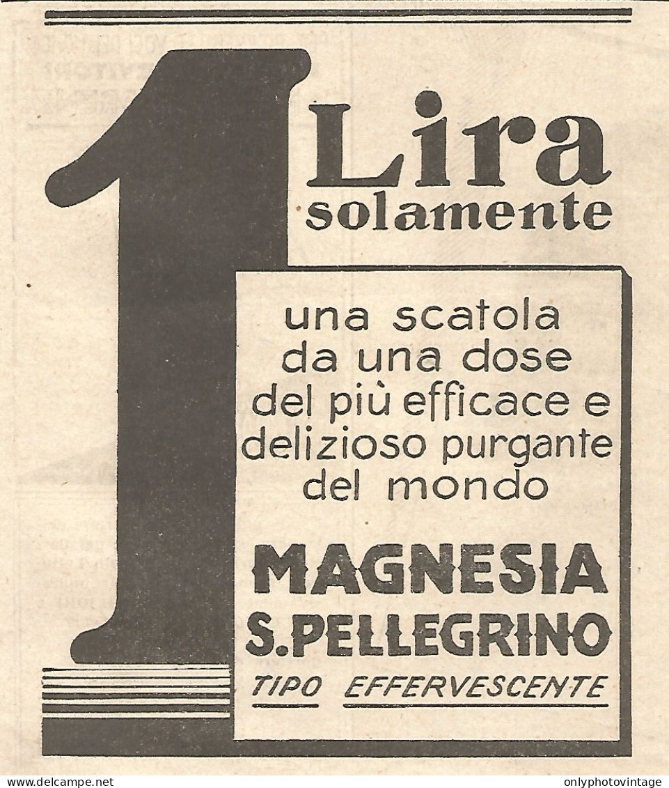 Magnesia San Pellegrino Tipo Effervescente - Pubblicità Del 1931 - Advert - Pubblicitari