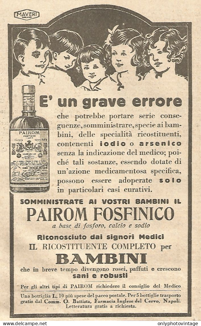 Pairom Fosfinico - Pubblicità Del 1931 - Vintage Advertising - Pubblicitari