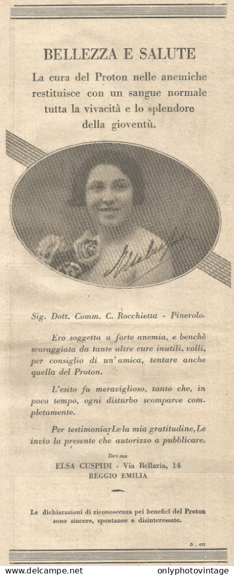 PROTON - Elsa Cuspidi - Reggio Emilia - Pubblicità Del 1931 - Vintage Ad - Pubblicitari