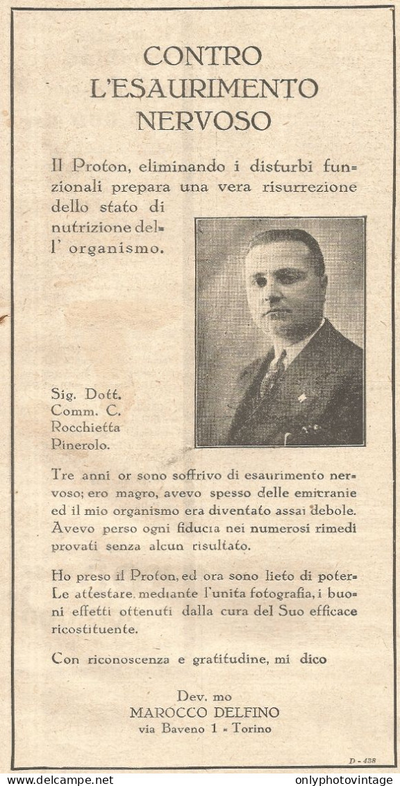 PROTON - Marocco Delfino - Torino - Pubblicità Del 1931 - Vintage Advert - Pubblicitari