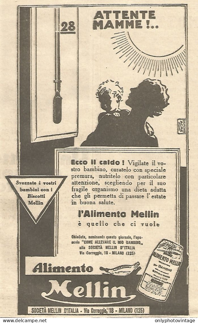 Alimento MELLIN - Attente Mamme!... - Pubblicità Del 1931 - Vintage Advert - Pubblicitari