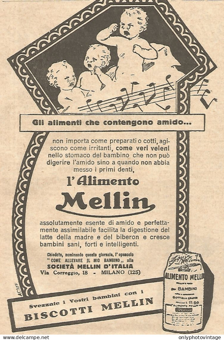 Alimento MELLIN - Biscotti MELLIN - Pubblicità Del 1931 - Vintage Advert - Pubblicitari