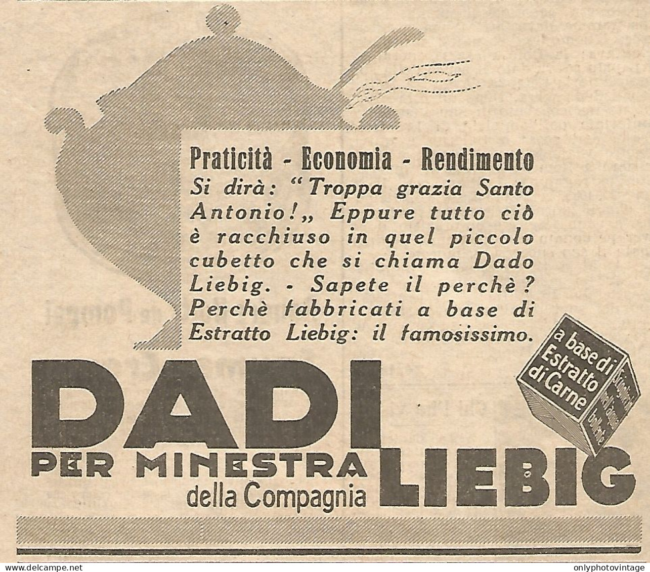 Dadi LIEBIG - Praticità... Economia... - Pubblicità Del 1931 - Vintage Ad - Werbung