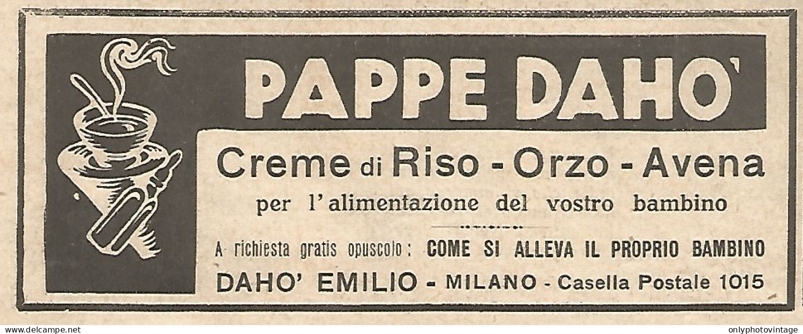 Pappe Dahò - Creme Di Riso - Pubblicità Del 1931 - Vintage Advertising - Werbung