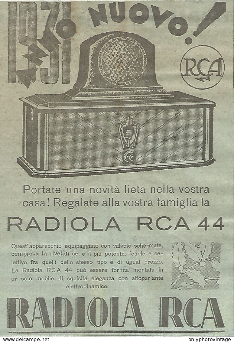 Radiola RCA 44 - Pubblicità Del 1931 - Vintage Advertising - Advertising