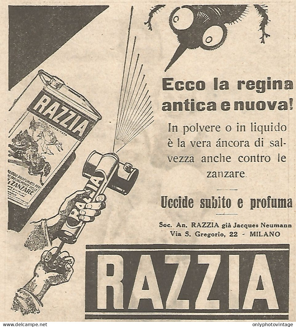 RAZZIA Uccide Subito E Profuma - Pubblicità Del 1931 - Vintage Advertising - Advertising