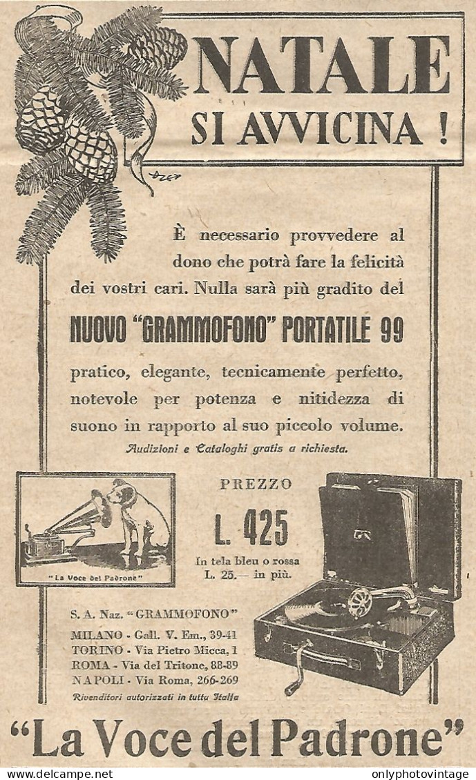 La Voce Del Padrone - Natale Si Avvicina ! - Pubblicità Del 1931 - Advert - Werbung