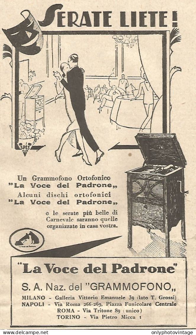 La Voce Del Padrone - Serate Liete ! - Pubblicità Del 1931 - Vintage Ad - Werbung