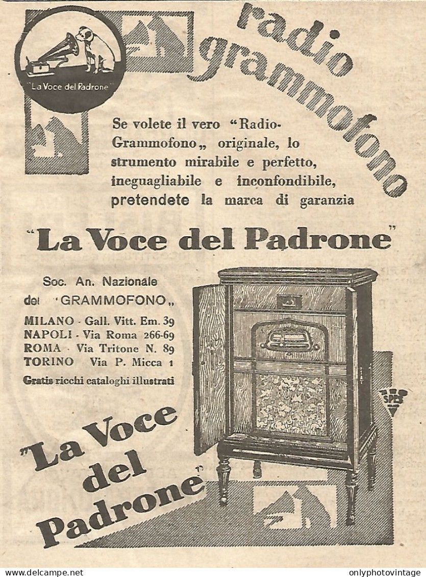 La Voce Del Padrone - Radio-Grammofono - Pubblicità Del 1931 - Vintage Ad - Advertising