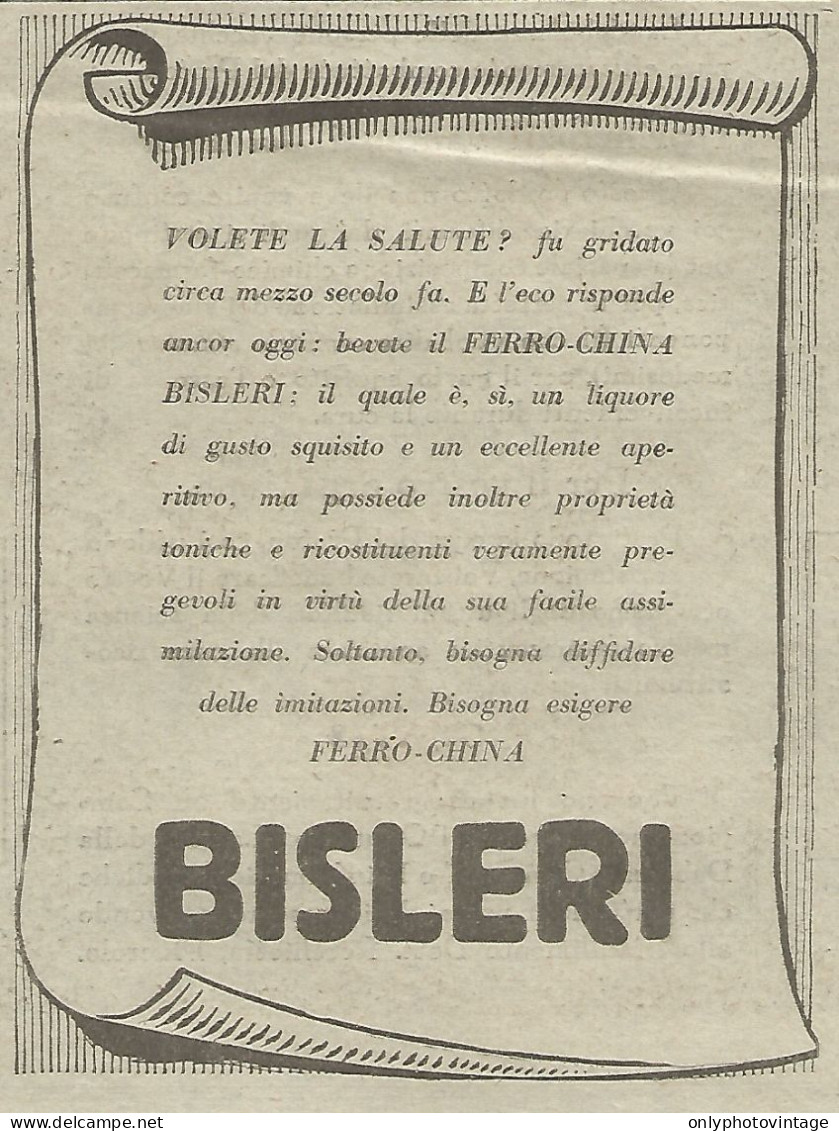 Liquore Ferro-China BISLERI - Pubblicità Del 1931 - Vintage Advertising - Advertising