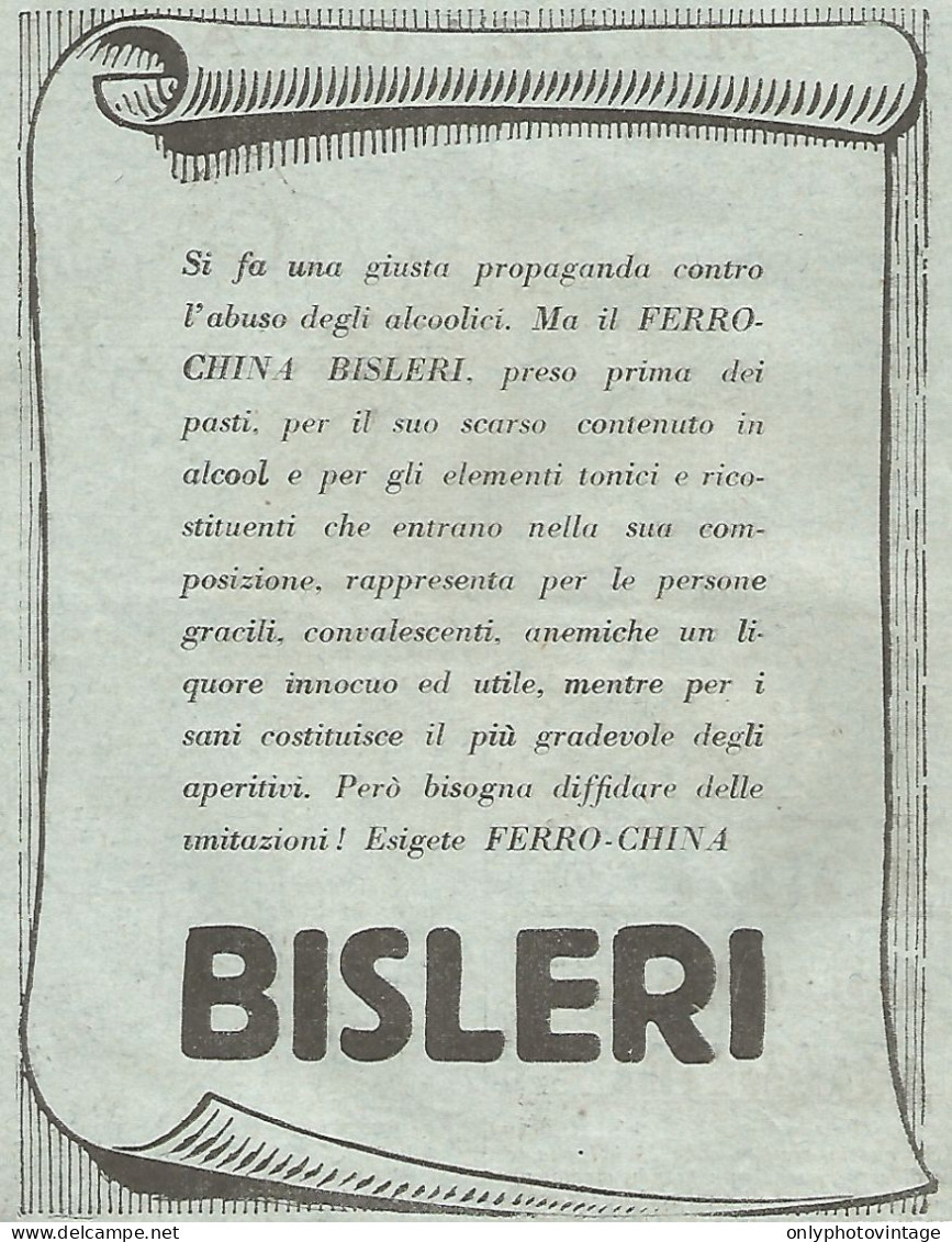 Liquore Ferro-China BISLERI - Pubblicità Del 1931 - Vintage Advertising - Advertising