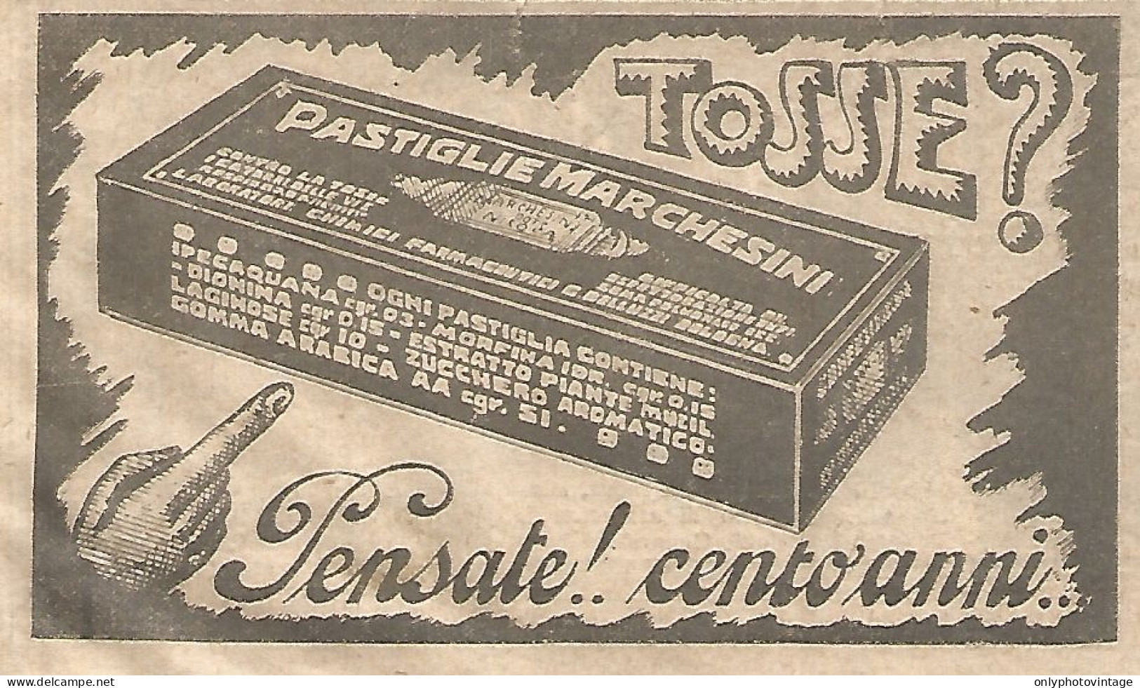 Tosse ? Pastiglie MARCHESINI - Pubblicità Del 1930 - Vintage Advertising - Advertising