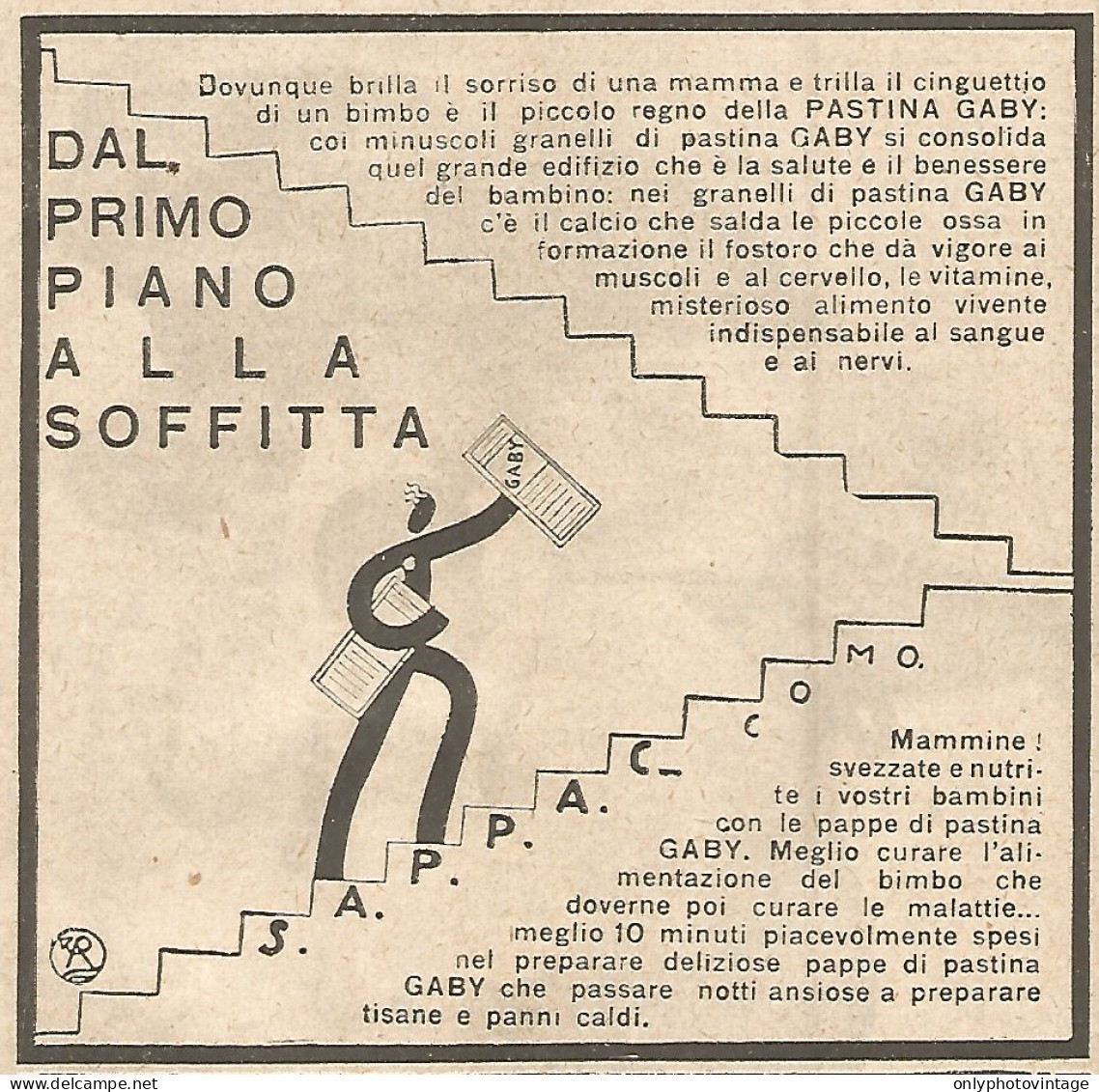 Pastina GABY - Pubblicità Del 1930 - Vintage Advertising - Publicités