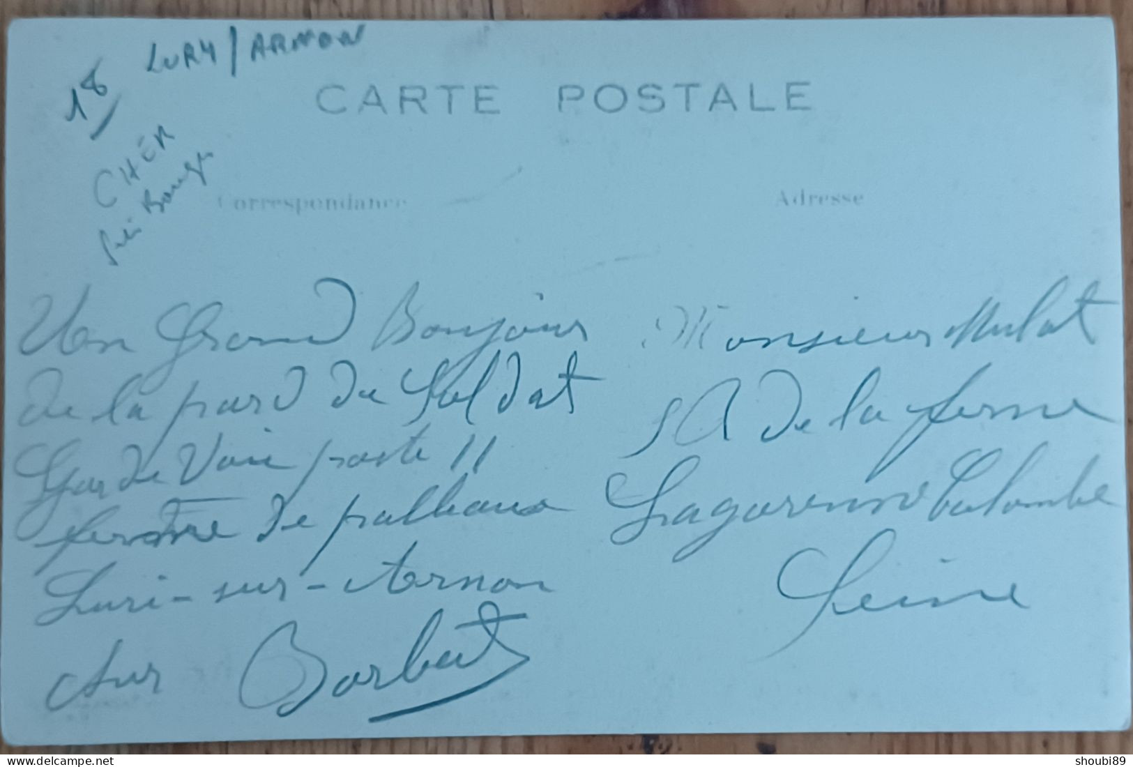 LURY SUR ARNON  POSTE POSTIERS MILITAIRES VAGUEMESTRE    CARTE PHOTO MAGASIN DEVANTURE - Autres & Non Classés