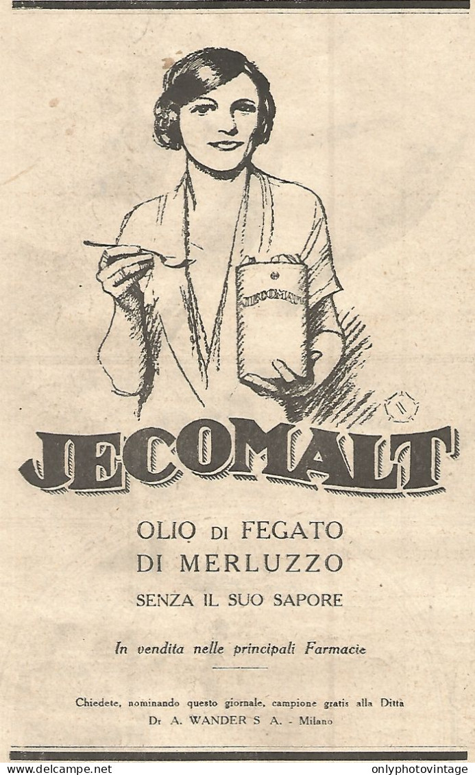 Olio Di Fegato Di Merluzzo JECOMALT - Pubblicità Del 1930 - Vintage Advert - Publicités