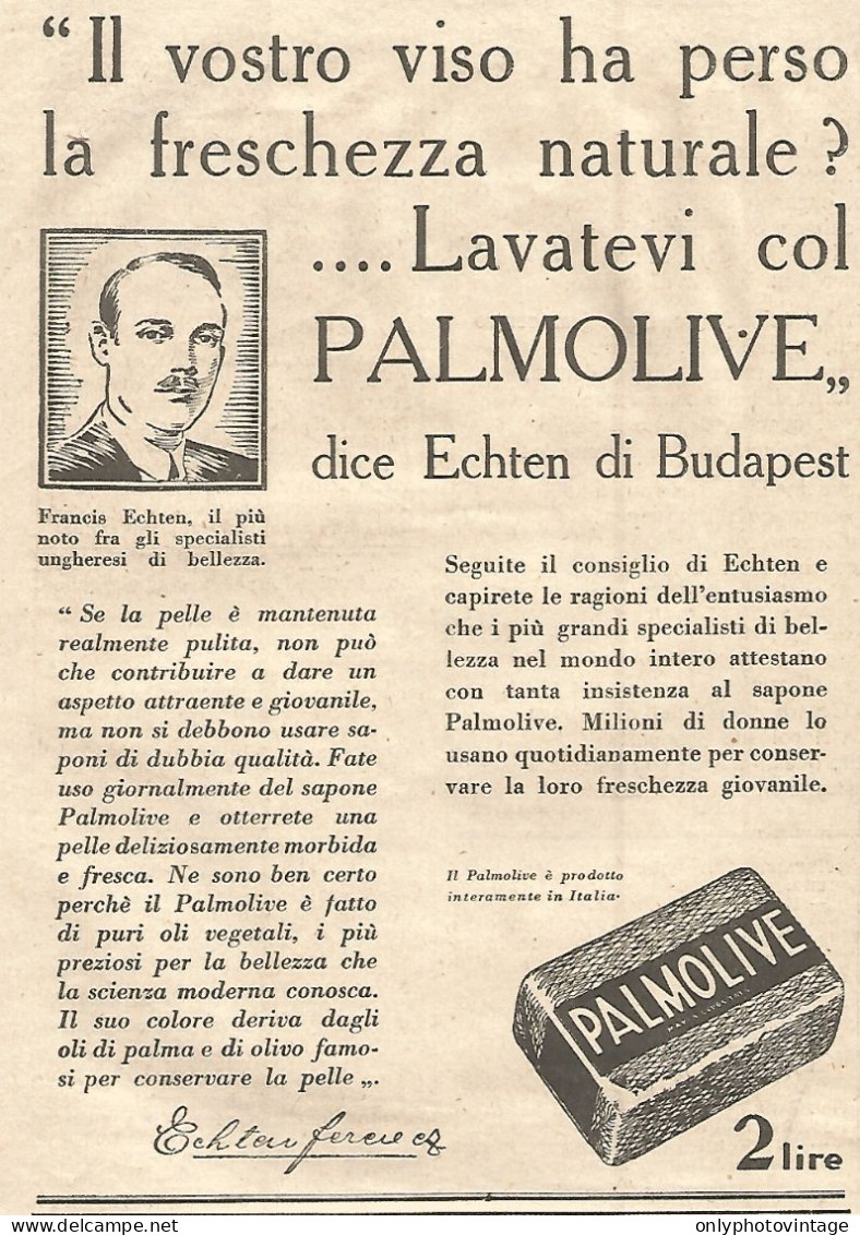 Sapone PALMOLIVE - Pubblicità Del 1930 - Vintage Advertising - Publicités
