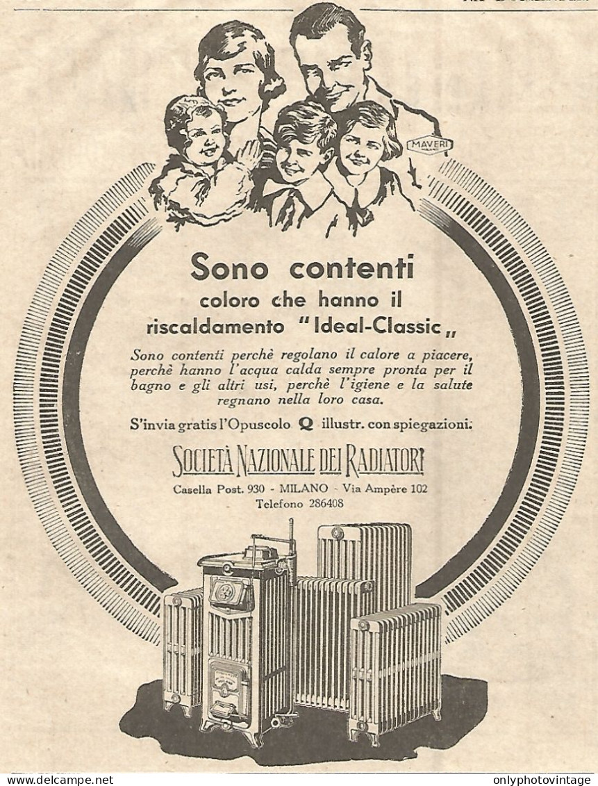 Società Nazionale Dei Radiatori - Pubblicità Del 1930 - Vintage Advert - Publicités