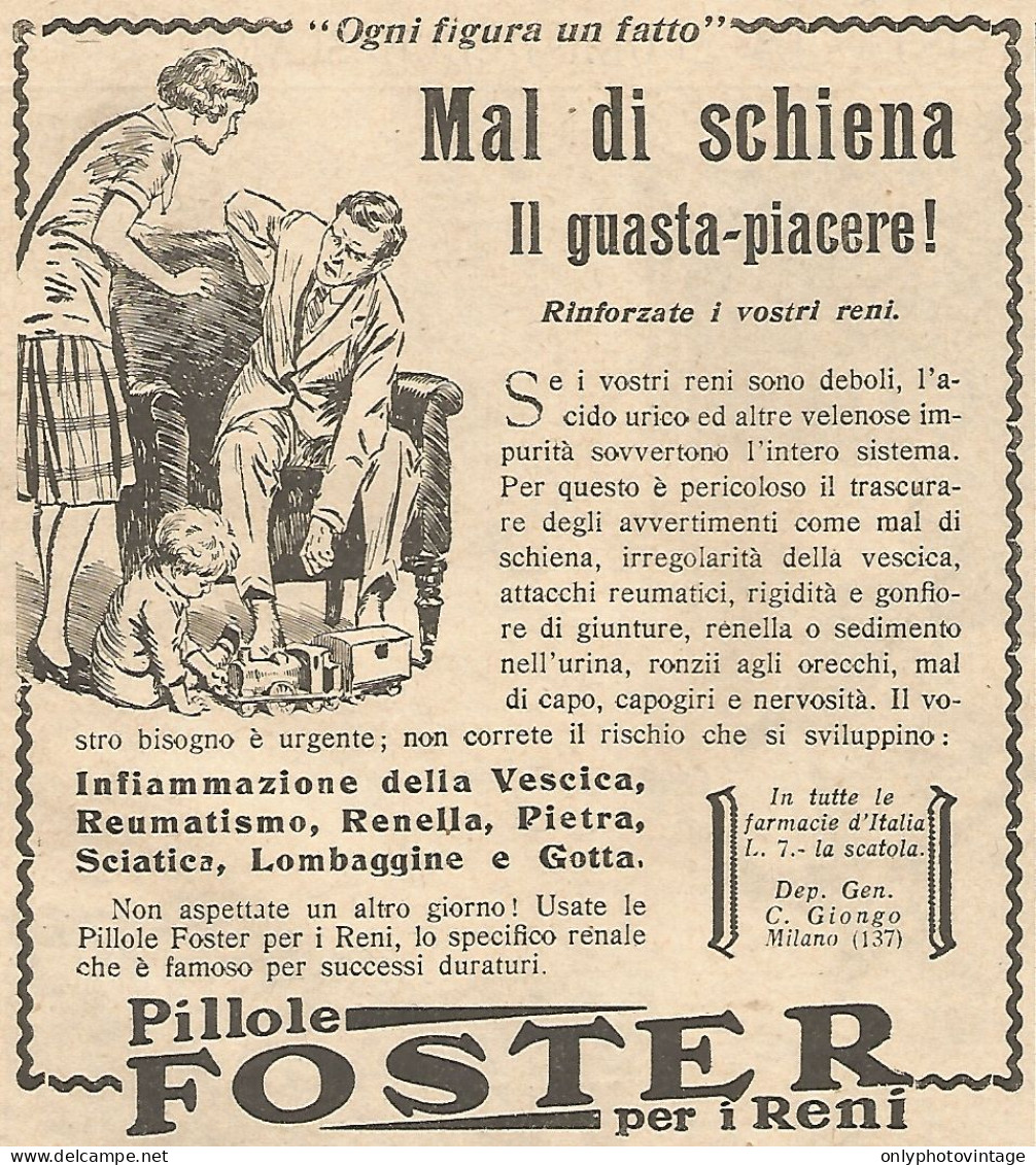 Pillole FOSTER - Ogni Figura Un Fatto - Pubblicità Del 1930 - Vintage Ad - Publicités