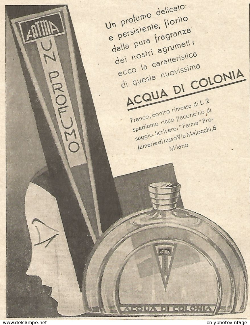 Acqua Di Colonia FATMA - Pubblicità Del 1934 - Vintage Advertising - Advertising