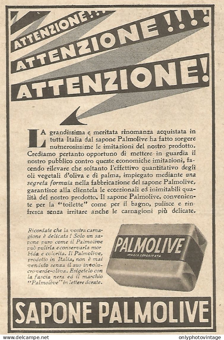 Sapone PALMOLIVE - Pubblicità Del 1934 - Vintage Advertising - Publicités