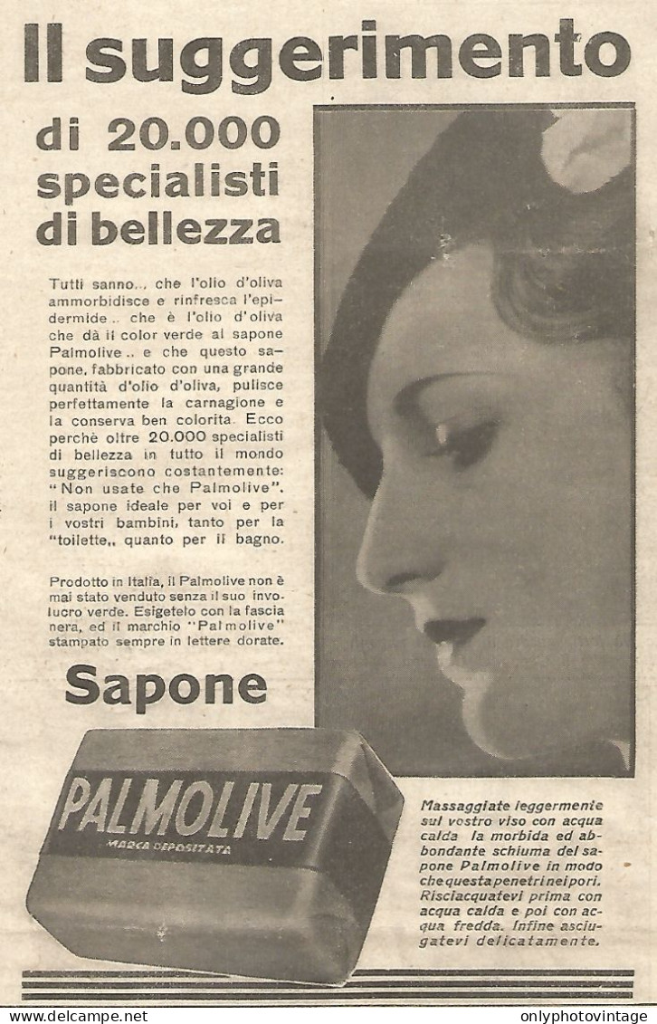 Sapone PALMOLIVE - Il Suggerimento Di.. - Pubblicità Del 1934 - Vintage Ad - Publicités