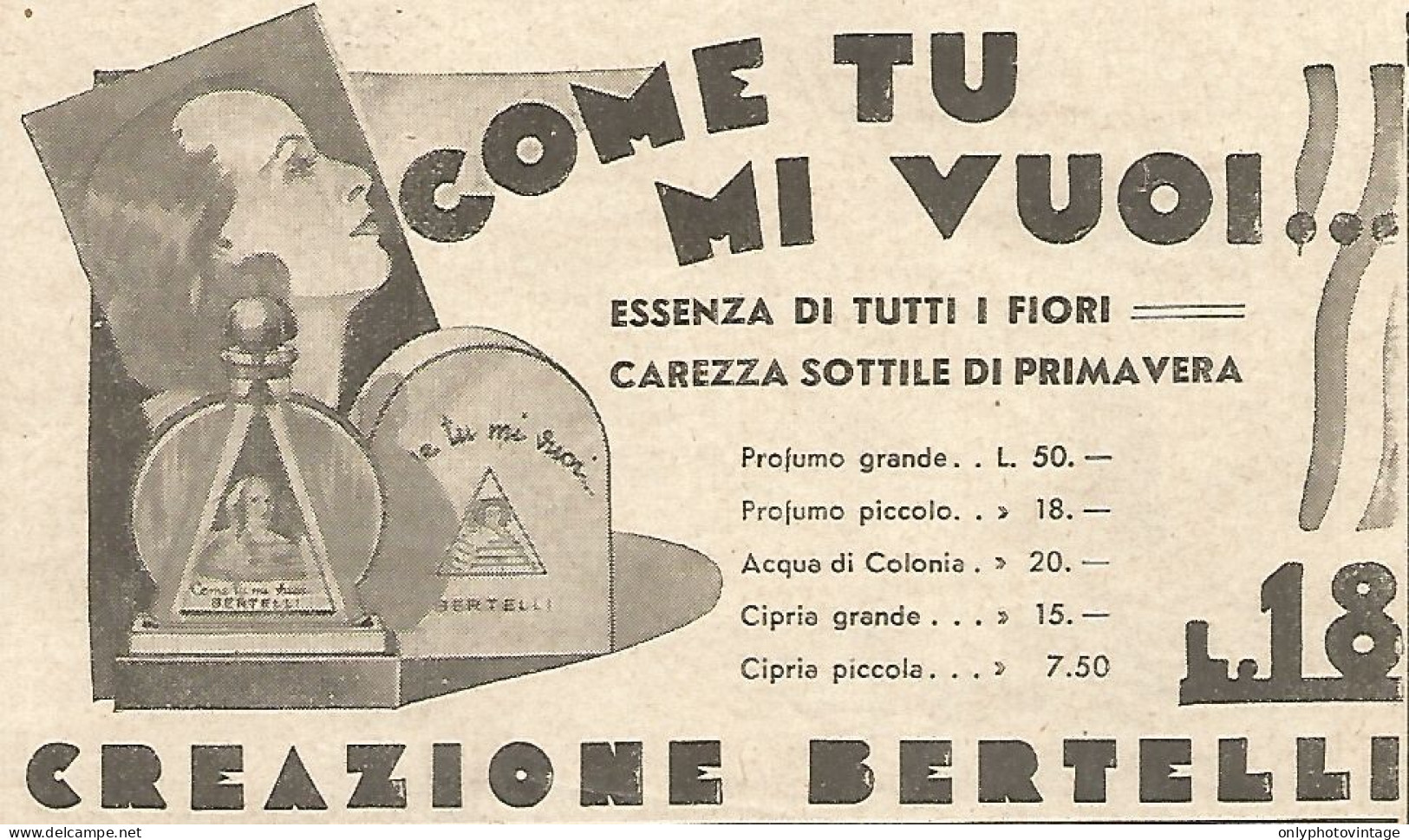 Creazione BERTELLI - Come Tu Mi Vuoi... - Pubblicità Del 1934 - Vintage Ad - Publicités