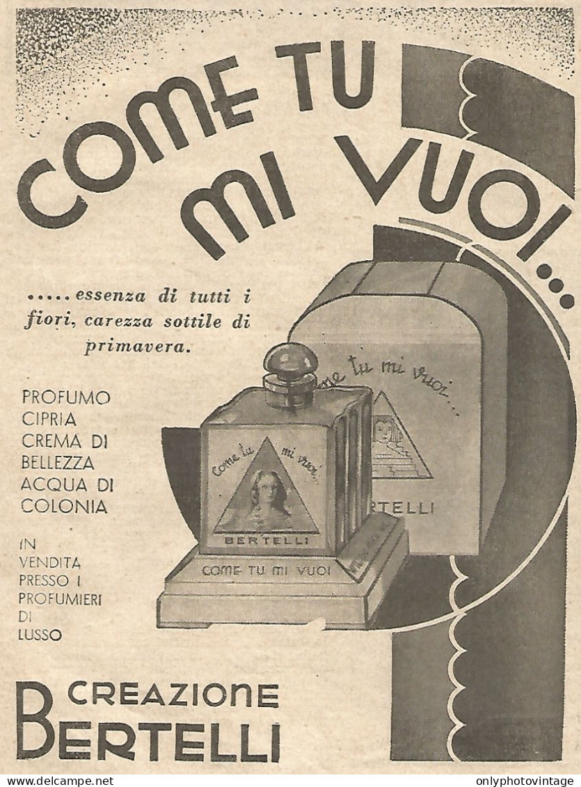 Creazione BERTELLI - Come Tu Mi Vuoi... - Pubblicità Del 1934 - Vintage Ad - Publicités