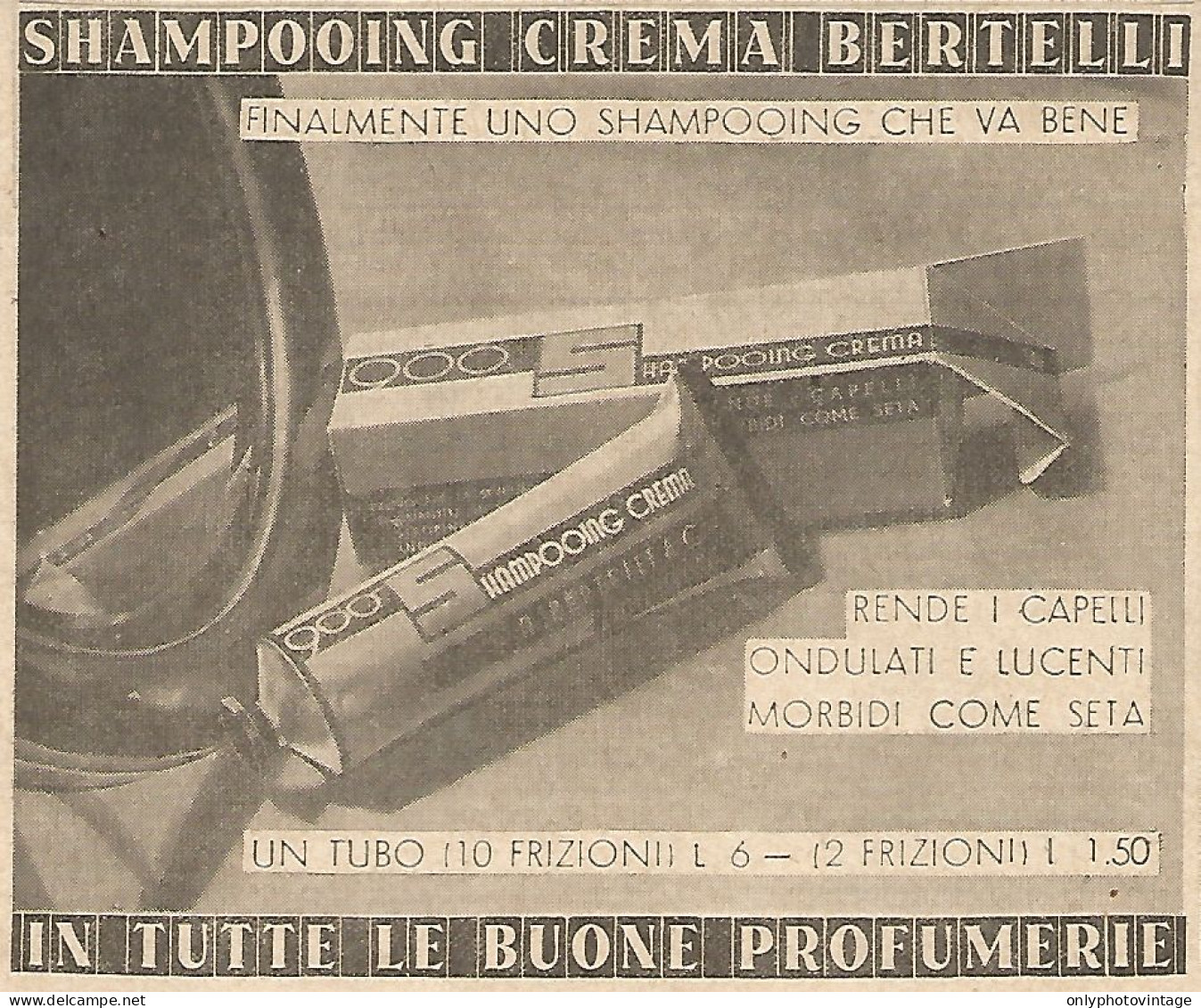 Shampooing Crema BERTELLI - Pubblicità Del 1934 - Vintage Advertising - Publicités