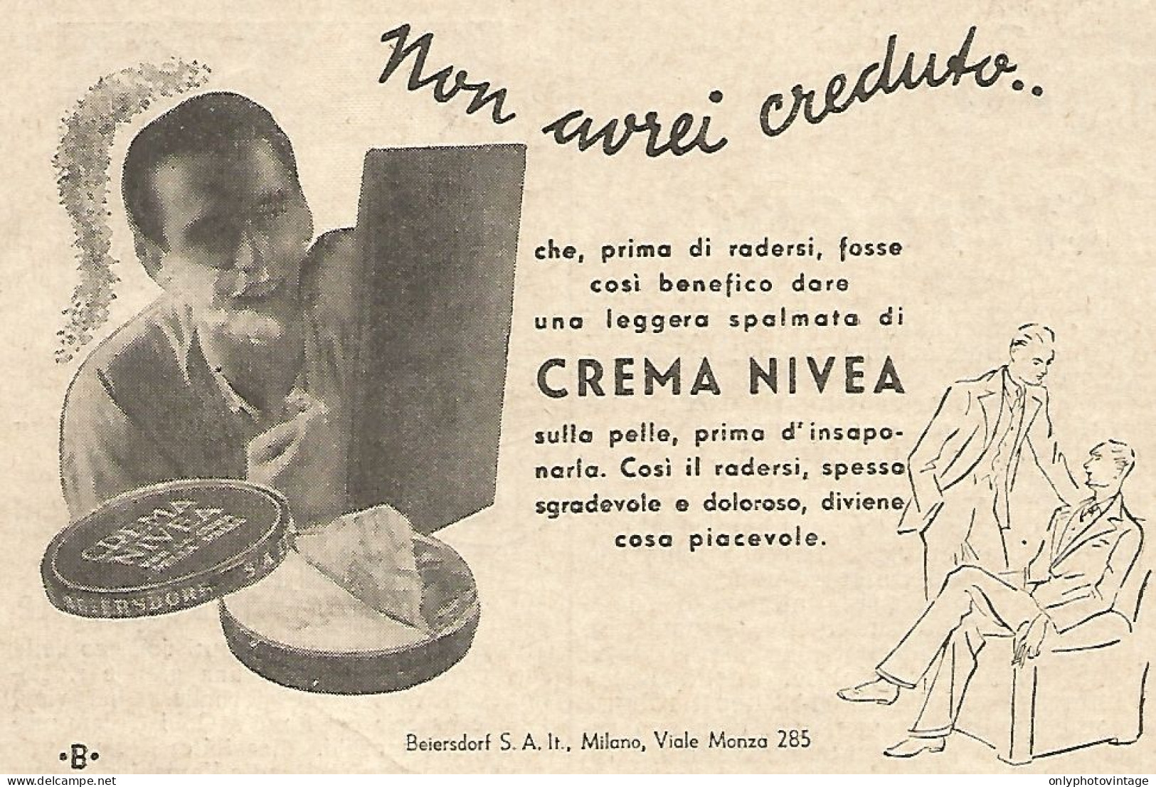 Crema NIVEA - Non Avrei Creduto... - Pubblicità Del 1934 - Vintage Advert - Advertising